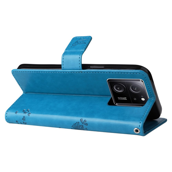 Etui z klapką do Xiaomi 13T / 13T Pro, Butterfly, niebieskie