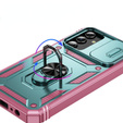 Etui pancerne do Samsung Galaxy S24+ Plus, CamShield Slide, zielone / różowe