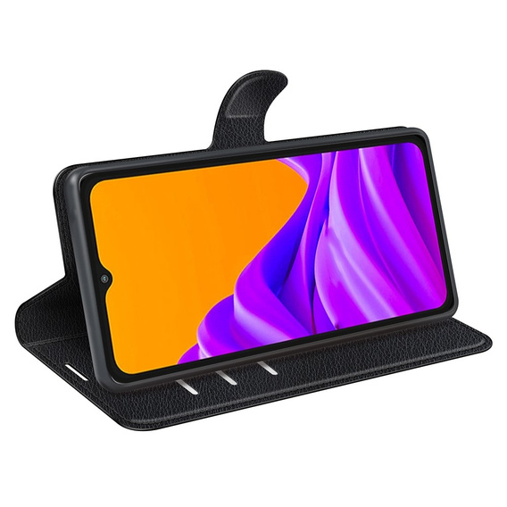 Etui z klapką do Samsung Galaxy Xcover 7 Pro – czarne, skórzane, z kieszenią na kartę