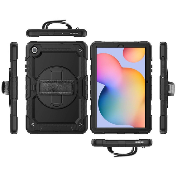 Etui pancerne do Samsung Galaxy Tab S6 Lite 10.4" 2020/2022/2024, ochronne 360 z miejscem na rysik, Czarne