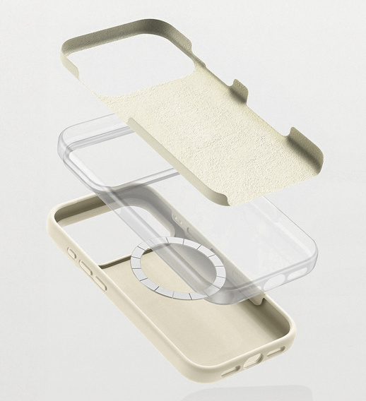 Etui silikonowe do iPhone 17 Pro, do MagSafe, antywstrząsowe, beżowe