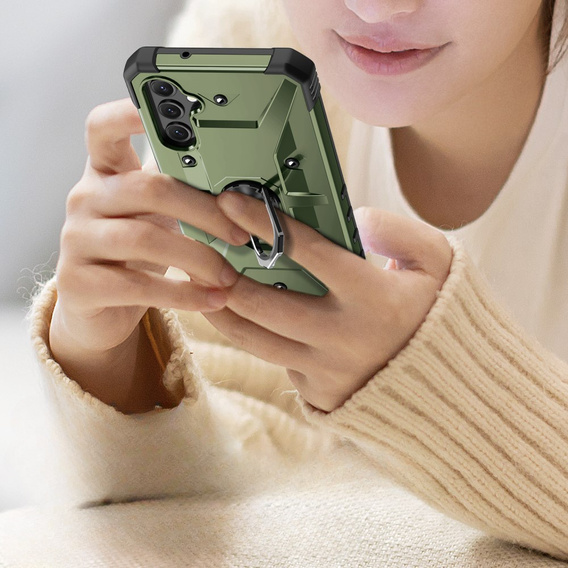 Etui pancerne do Samsung Galaxy A14 4G/5G, z ringiem, zielone