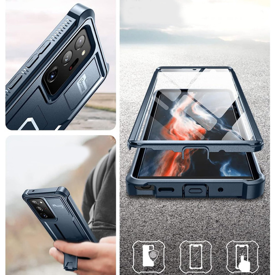 Etui pancerne do Samsung Galaxy Note 20 Ultra, Dexnor Full Body, niebieskie