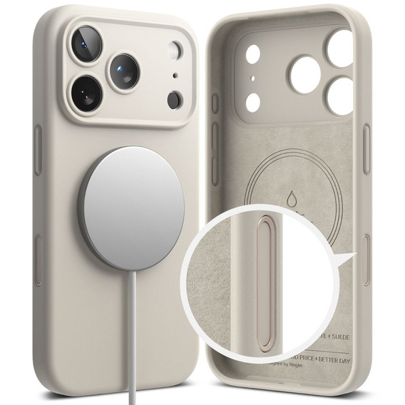 Etui Ringke do iPhone 17 Pro Max, Silicone Magnetic MagSafe, Stone