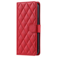 Etui z klapką do iPhone 16 Pro, Rhombus Crossbody Leather, czerwone