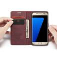 Etui CASEME do Samsung Galaxy S7, Leather Wallet Case, bordowe