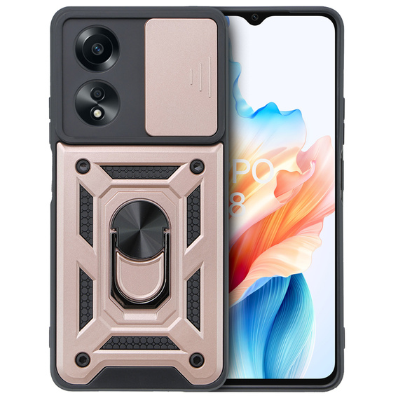 Etui pancerne do Oppo A38 4G / Oppo A18 4G, CamShield Slide, różowe rose gold