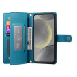 Etui z klapką do Samsung Galaxy S25+ Plus, Wallet Zipper Pocket, niebieskie