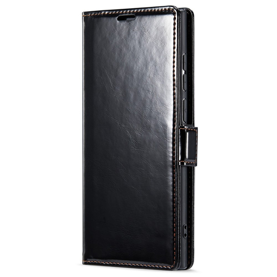 Etui z klapką do Samsung Galaxy S23 Ultra, ERBORD Waxy Wallet, czarne