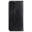 Skórzane Etui do Samsung Galaxy S24 Ultra, Wallet Litchi Leather, czarne