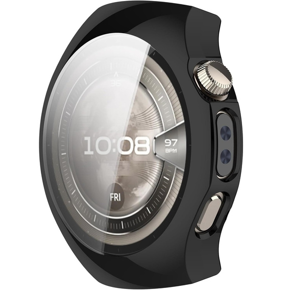 2w1 Etui silikonowe z osłoną ekranu do Huawei Watch 5 46mm – lekka ochrona wyświetlacza i boków - czarne