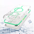 Etui do iPhone 17 Air, do MagSafe, z podstawką, transparentne z zielonymi wstawkami