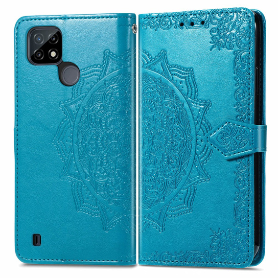 Etui z klapką do Realme C21Y / C25Y, Mandala, niebieskie