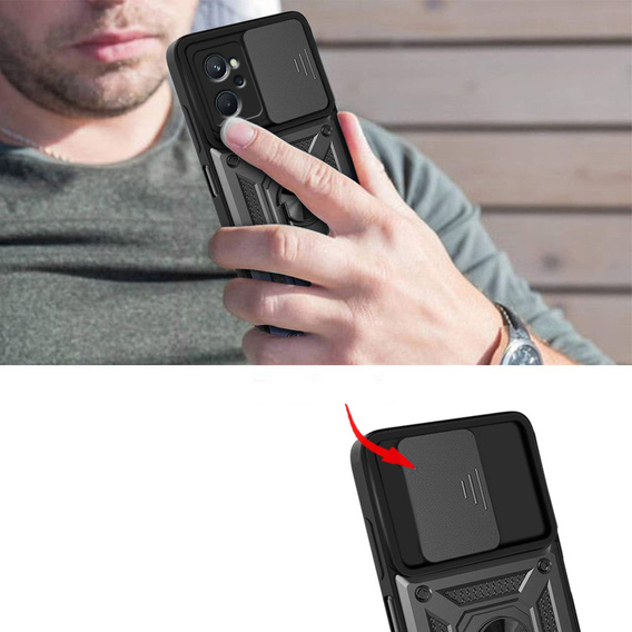 Etui pancerne do Realme 9i / Oppo A96, CamShield Slide, czarne