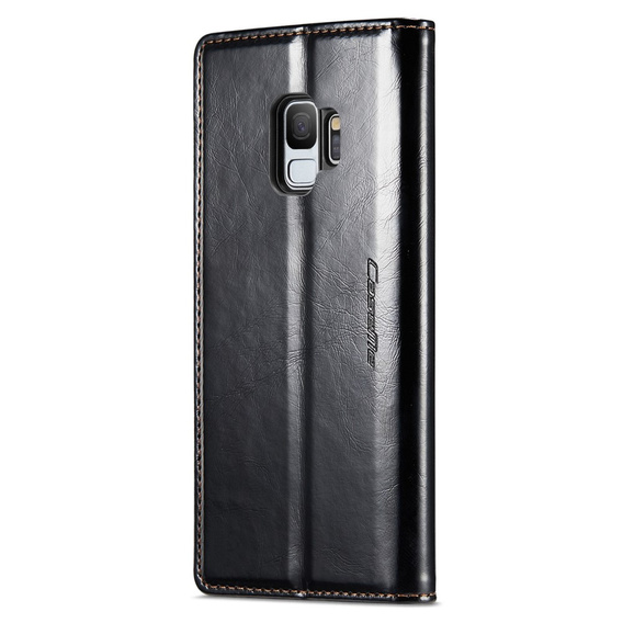 Etui z klapką CASEME do Samsung Galaxy S9, Waxy Textured, czarne