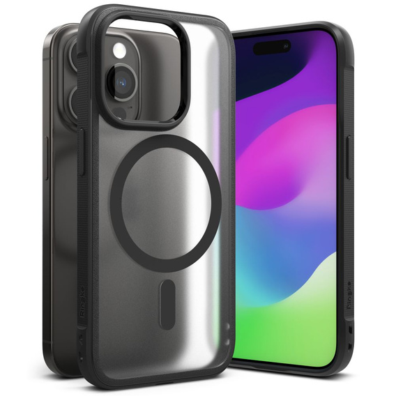 Etui Ringke do iPhone 15 Pro, Fusion Bold MagSafe, matowe przezroczyste / czarne