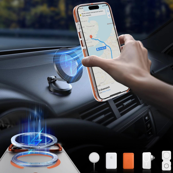 Etui pancerne do MagSafe bezbarwne z pomarańczowymi bokami do iPhone 17 Pro