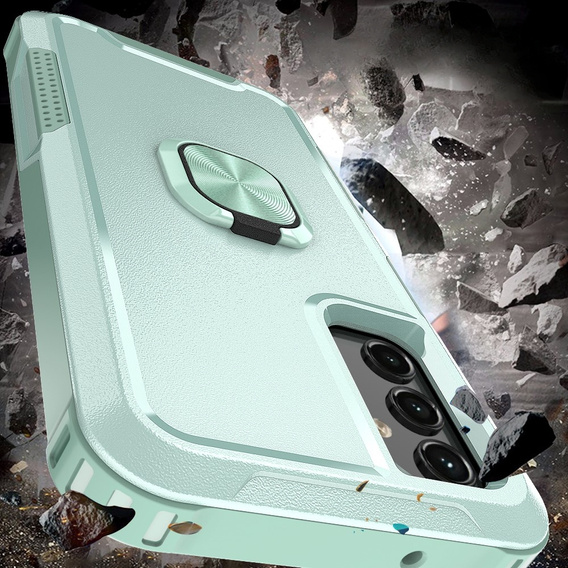 Etui do Samsung Galaxy A14 4G/5G, pancerne z ringiem, zielone