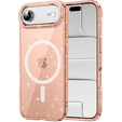 Etui do iPhone 17 Air, do MagSafe, brokat, półprzezroczyste złote
