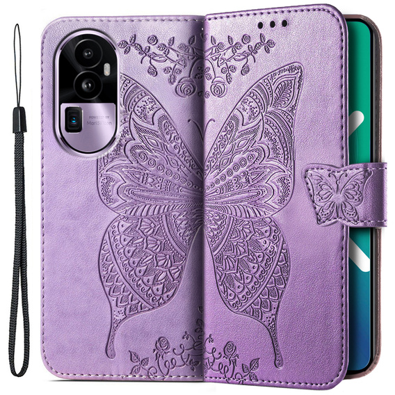 Etui z klapką do Oppo Reno 10 / 10 Pro, Butterfly, fioletowe
