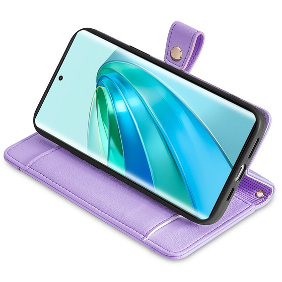 Etui z klapką do Honor Magic5 Lite, Wallet Zipper Pocket, fioletowe