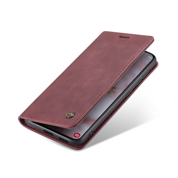 Etui CASEME do Samsung Galaxy S22 5G, Leather Wallet Case, czerwone