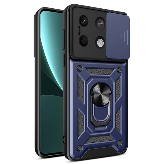 Etui pancerne do Xiaomi Redmi Note 13 5G, CamShield Slide, niebieskie