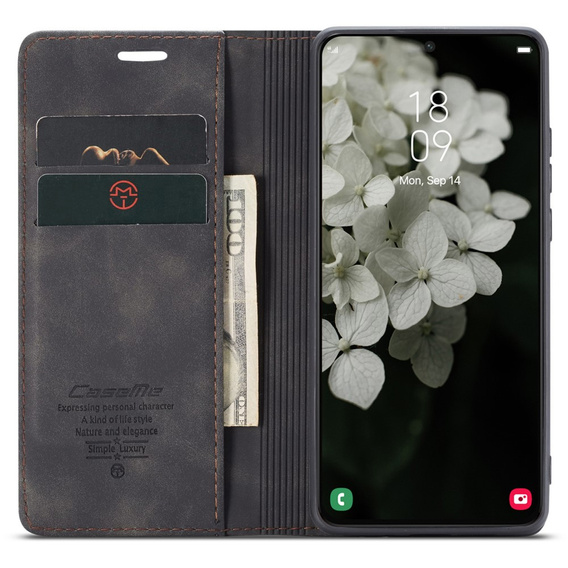 Etui CASEME do Samsung Galaxy S22 5G, Leather Wallet Case, czarne