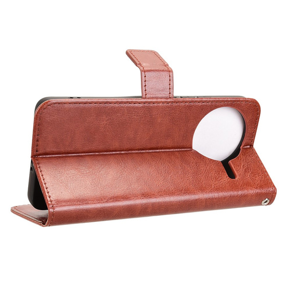 Etui z klapką do Xiaomi Poco F7 Pro, Crazy Horse Wallet, brązowe