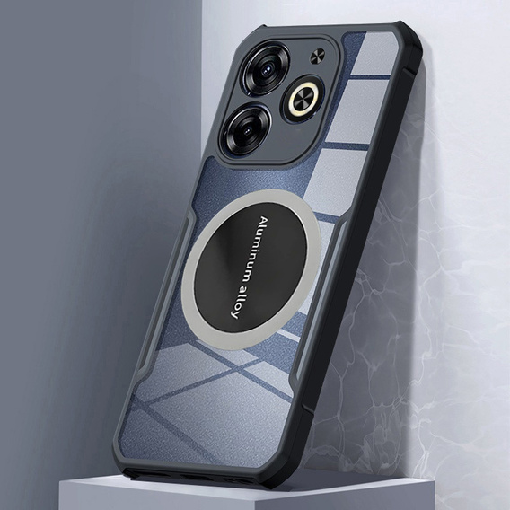 Etui do Infinix Hot 40i, z blaszką magnetyczne, przezroczyste / czarne
