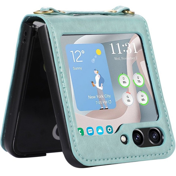Etui Leather Card Slots do Samsung Galaxy Z Flip 5 5G, zielone