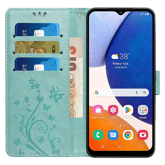 Etui z klapką do Samsung Galaxy S23 FE, Butterfly, zielone
