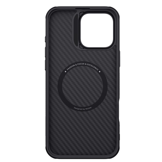 Etui do iPhone 16 Pro Max, pancerne Nillkin, Carbon Fiber, do Magsafe, czarne
