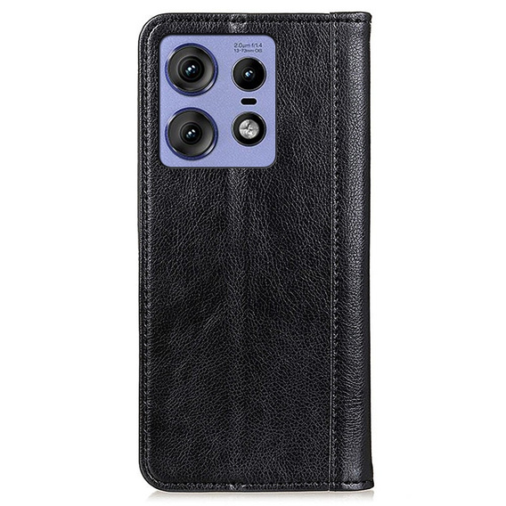 Etui z klapką do Motorola Edge 50 Pro, Split Leather, czarne