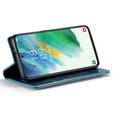 Etui z klapką CASEME do Samsung Galaxy S21 FE, Waxy Textured, niebieskie