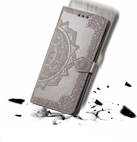 Etui z klapką do Motorola Edge 50 Ultra, Mandala, szare