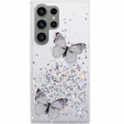 Etui do Samsung Galaxy S24 Ultra, Glitter Butterfly, białe