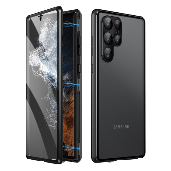 Etui do Samsung Galaxy S23 Ultra, Magnetic Dual Glass, czarne