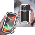 Etui do iPhone 15 Pro Max, R-JUST CamShield Slide, pancerne, srebrne / czarne