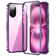 Etui do iPhone 16, Magnetic Dual Glass, fioletowe