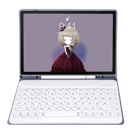 Etui z klawiaturą do Galaxy Tab S8 / S7, Pen Slot, fioletowe
