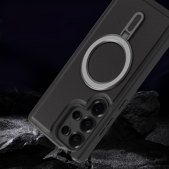 Etui do Samsung Galaxy S25 Ultra, kompatybilne z MagSafe, z podstawką – czarne