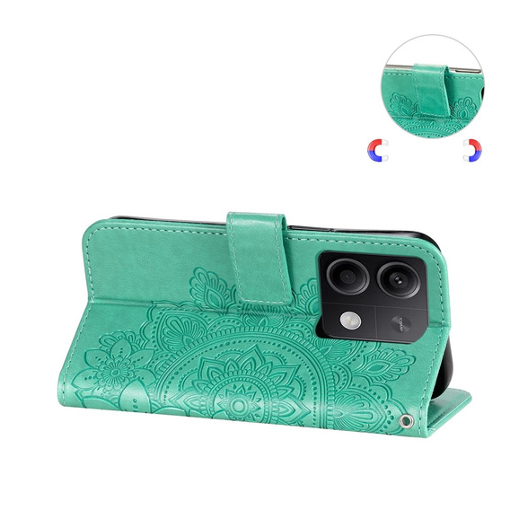 Etui z klapką do Xiaomi Redmi Note 13 5G, Mandala, zielone