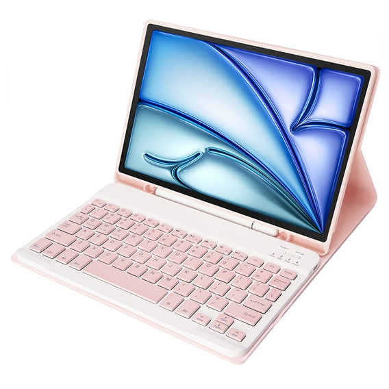 Etui z klawiaturą do iPad Air 11" 2025/2024 (7/6 gen.), Leather Pen Slot, różowe rose gold
