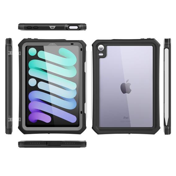 Etui Wodoodporne IP68 do iPad mini 8.3" 2021 (6 gen.) / iPad mini 8.3" 2024 (7 gen.), czarne