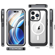 Etui do iPhone 15 Pro Max, Pancerne Full Protect 360° do MagSafe, szkło na ekran, czarne