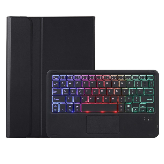 Etui z podświetlaną klawiaturą bluetooth touchpad do iPad 11" 2025 A16 (11 gen.) / iPad 10.9" 2022 (10 gen.), czarne