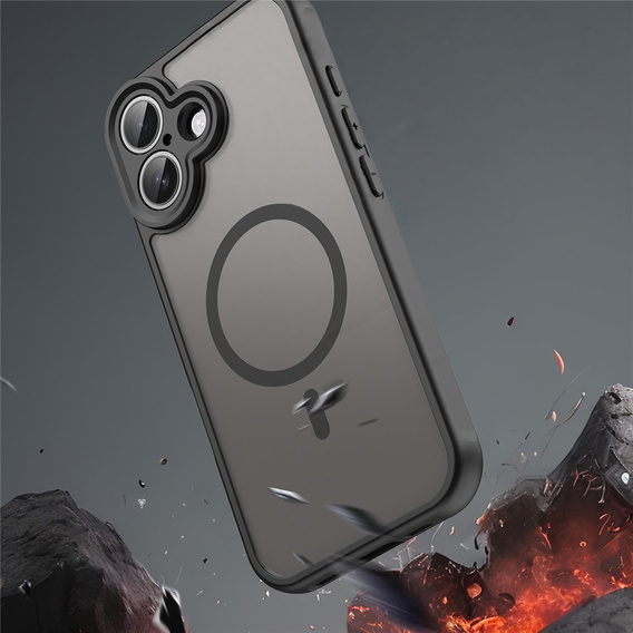 Etui do iPhone 17, do MagSafe, z ochroną aparatu, przydymione z czarną ramką