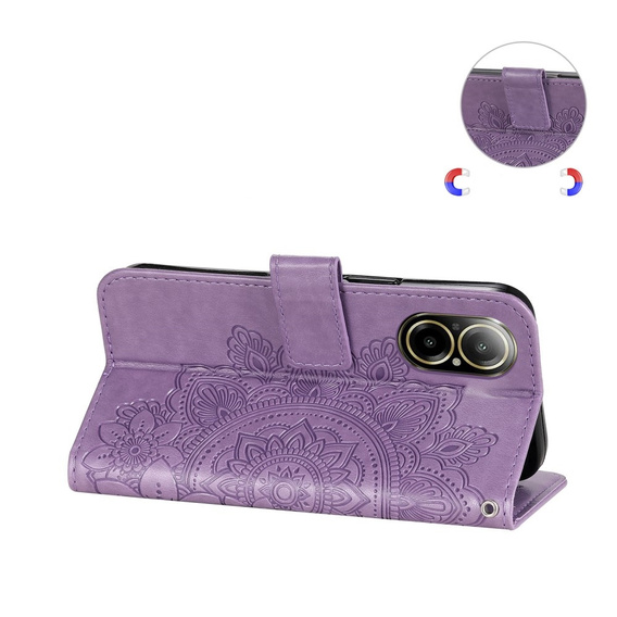 Etui z klapką do Realme C67, Mandala, fioletowe
