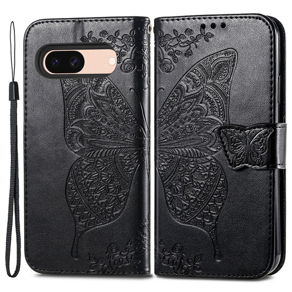 Etui z klapką do Google Pixel 8A, Butterfly, czarne